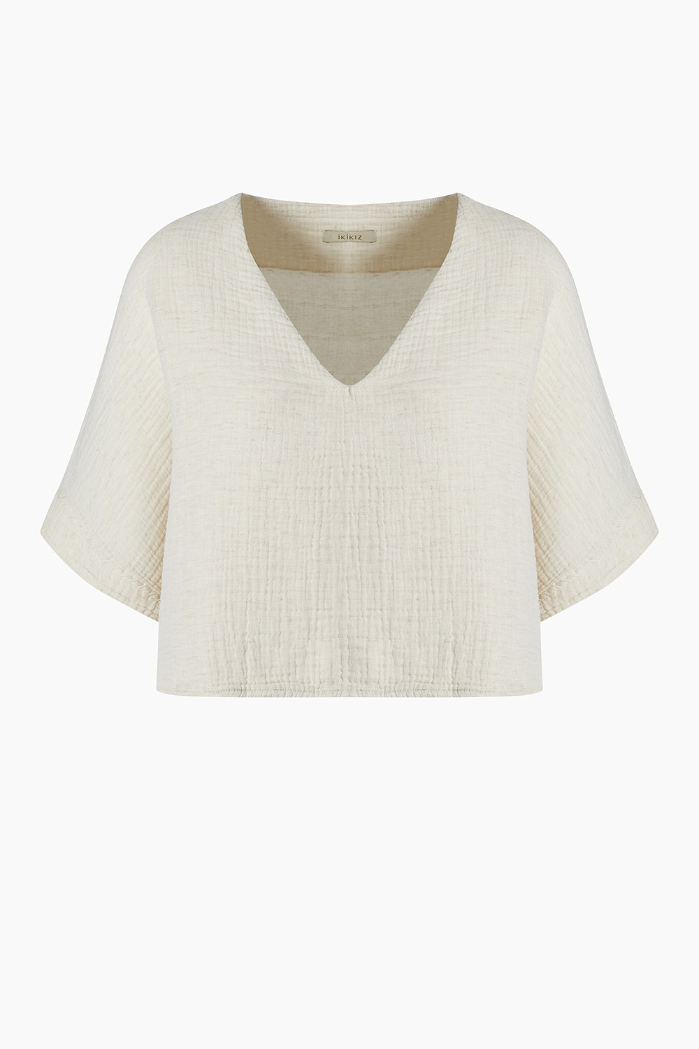 Crinkle V Yaka Bluz