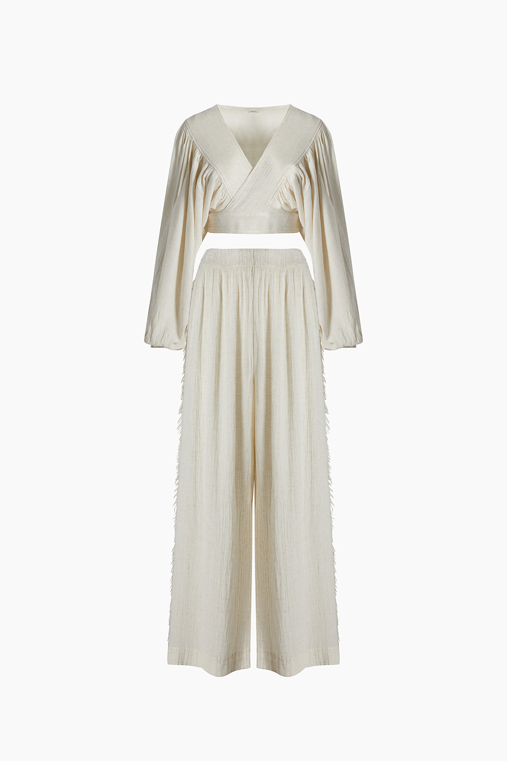 Crinkle Linen V-Neck Blouse