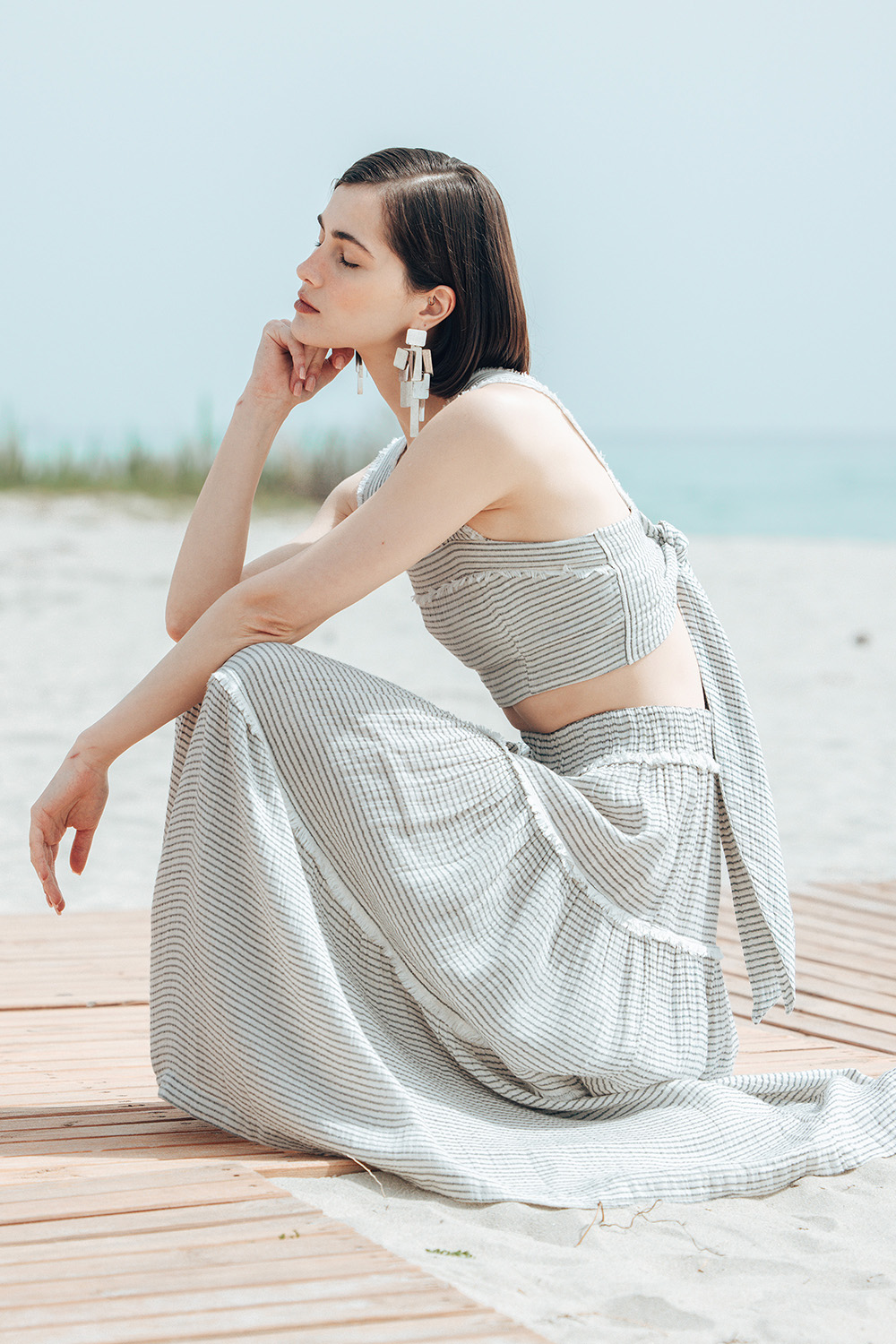 Siyah Çizgili Etek Takım