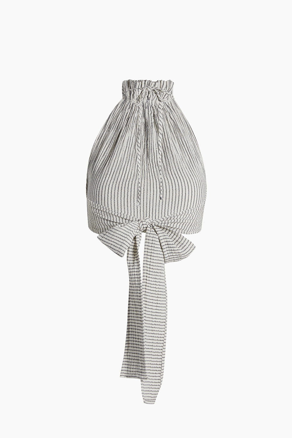 Siyah Çizgili Halter Yaka Bluz