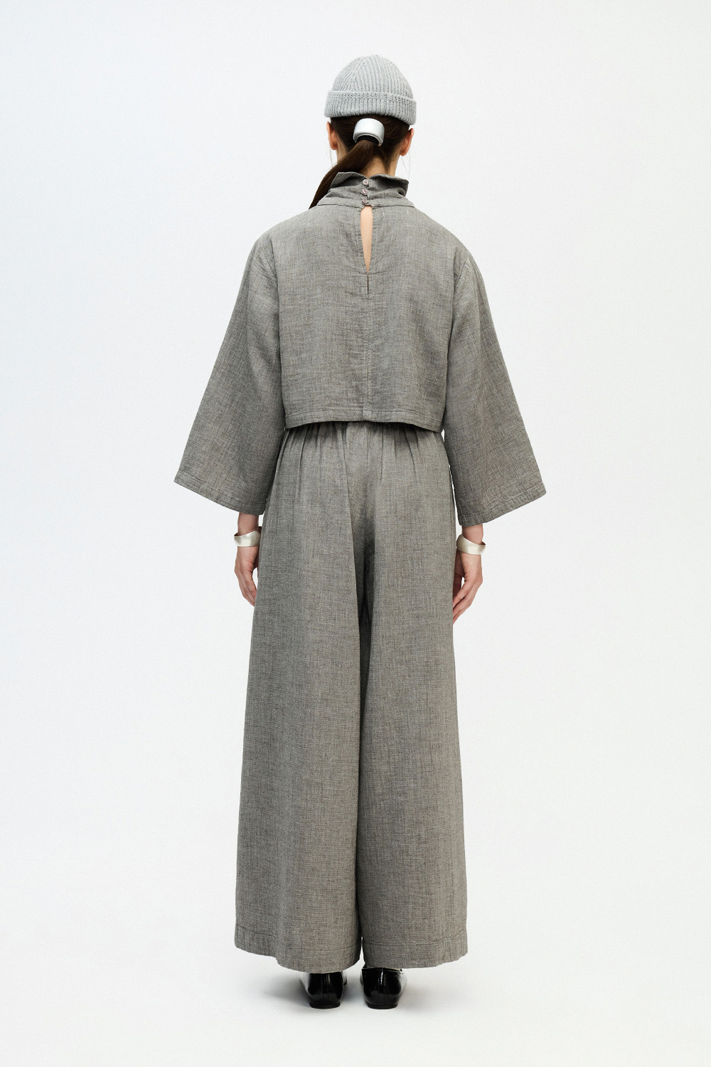 Grey High Neck Blouse