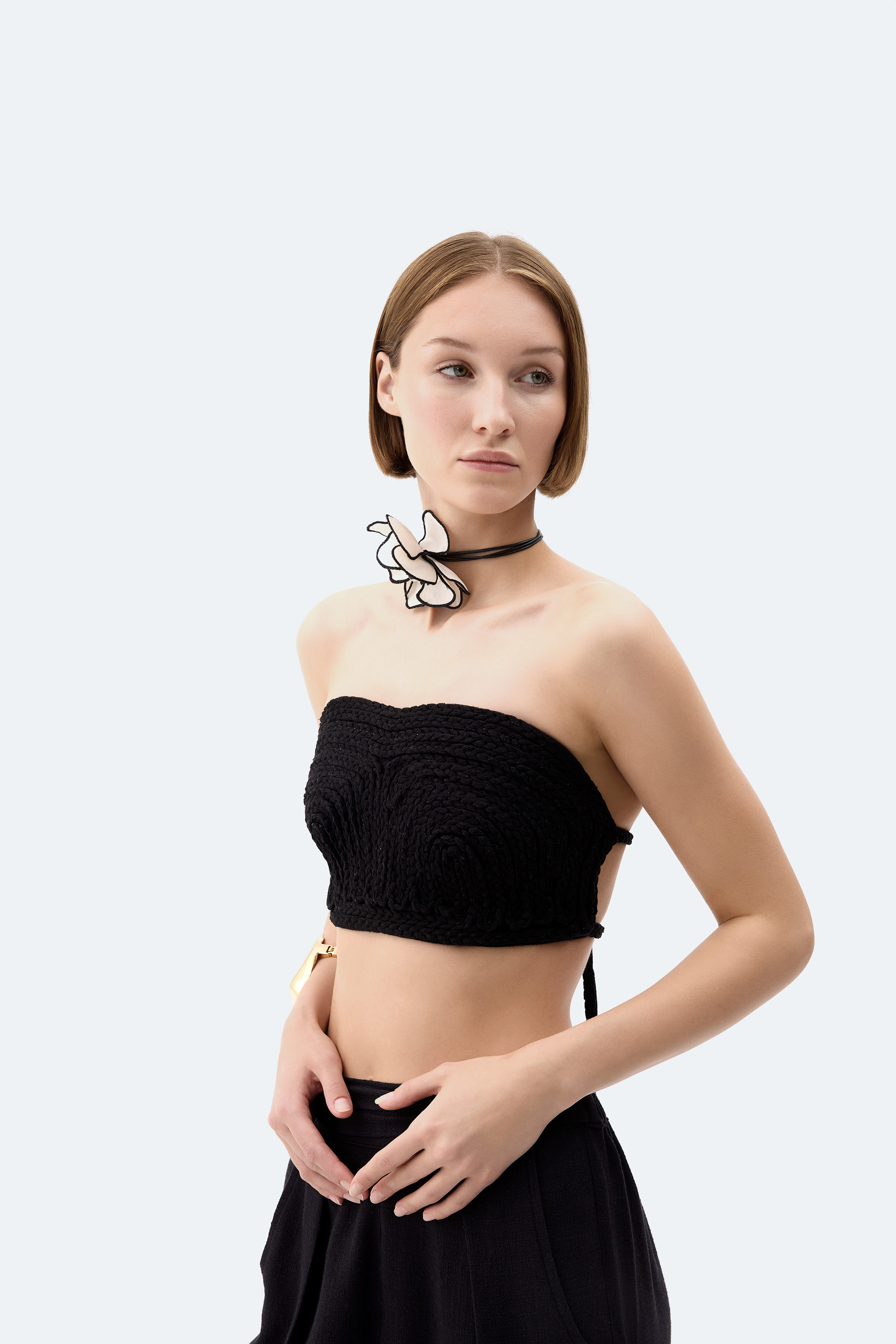 Black Linen Bra