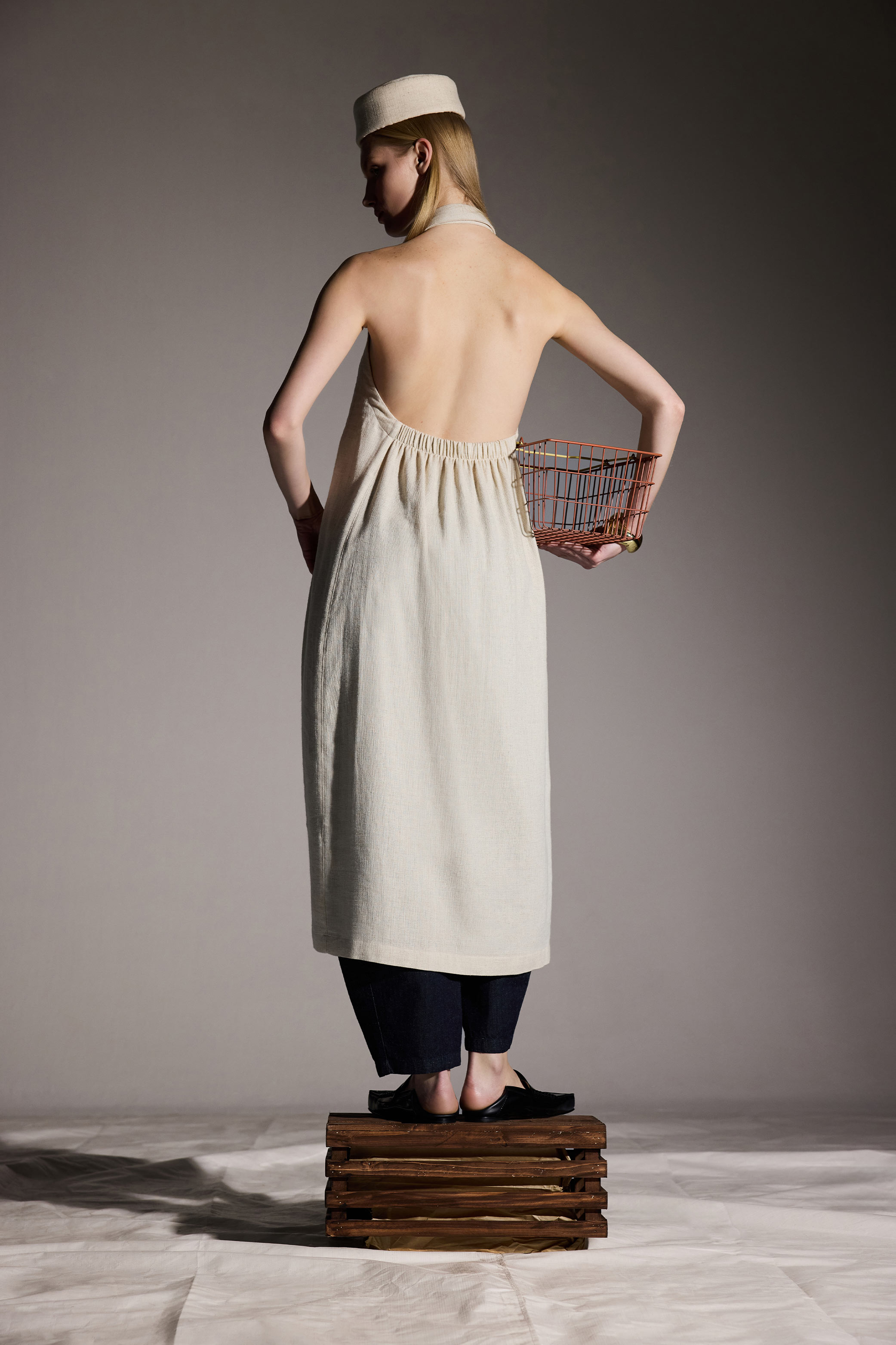 Natürel Keten Gömlek Elbise