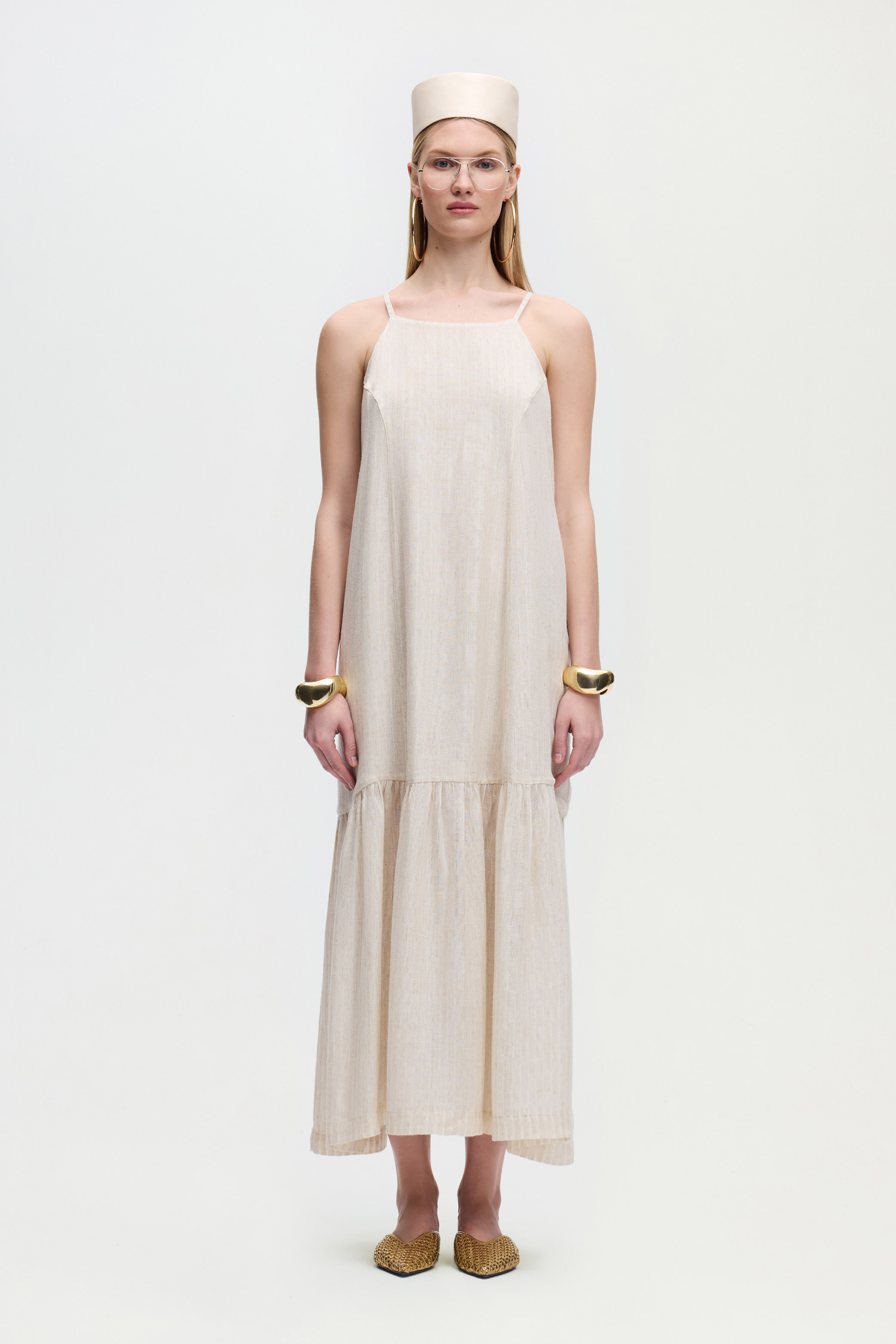 Natürel İp Askılı Elbise