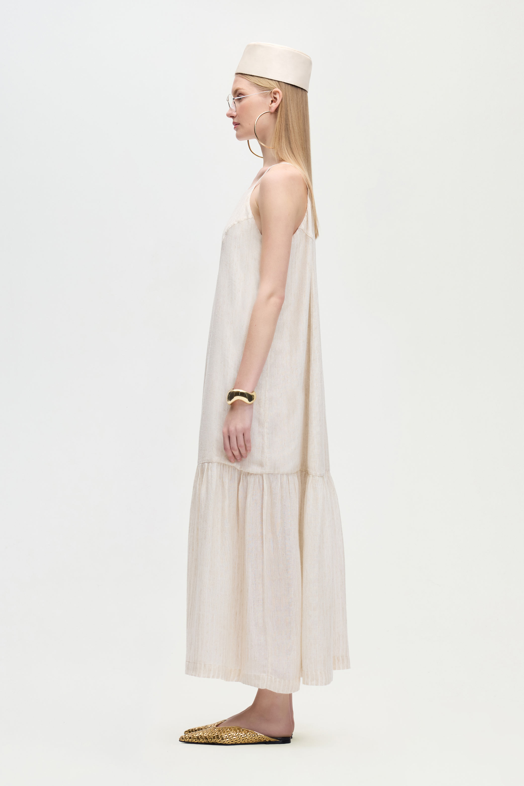 Natürel İp Askılı Elbise