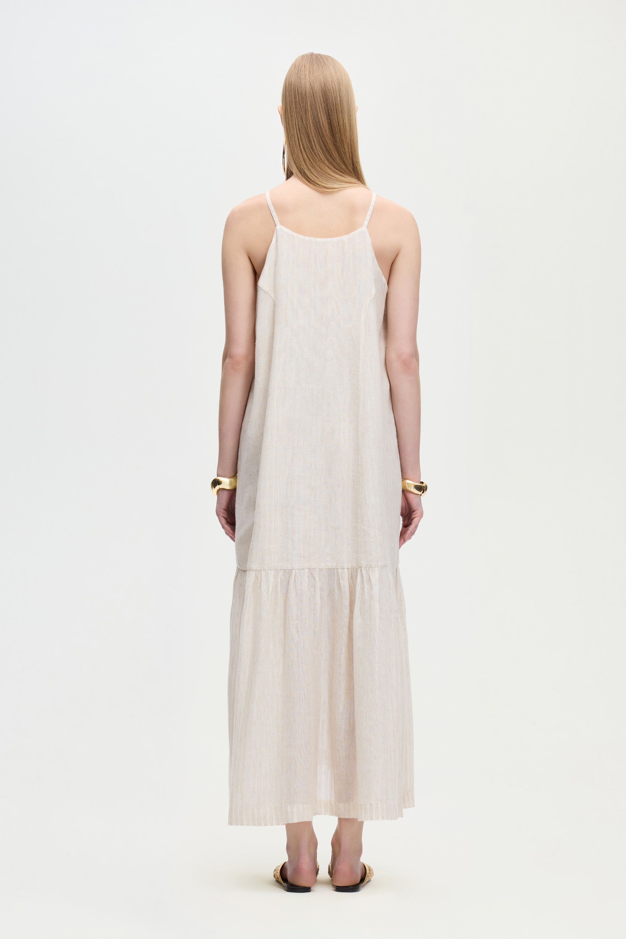 Natürel İp Askılı Elbise