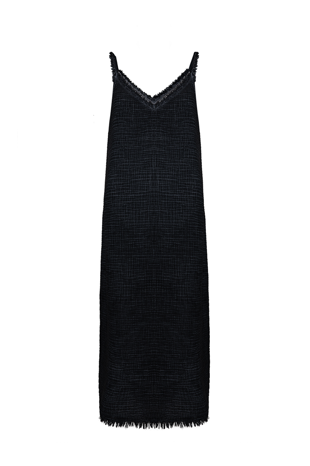 Crinkle Black Strappy Dress 