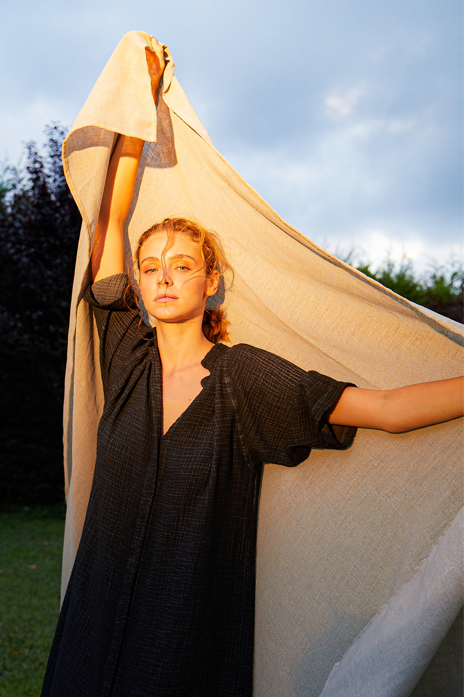 Crinkle Black Shirt Dress