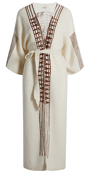 Crinkle Brown Printed Kimono